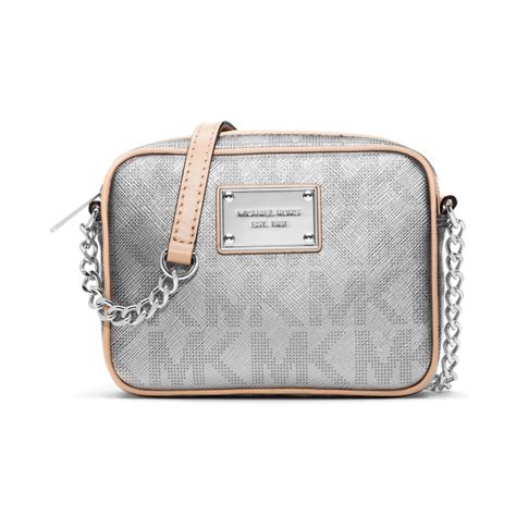 metallic michael kors purse|silver crossbody bag designer.